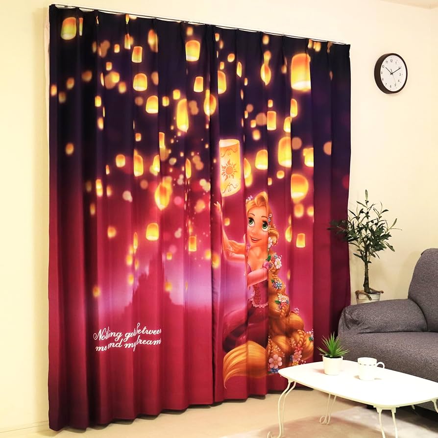 Amazon｜MORIPiLO ディズニー 遮光カーテン ラプンツェル (絵羽